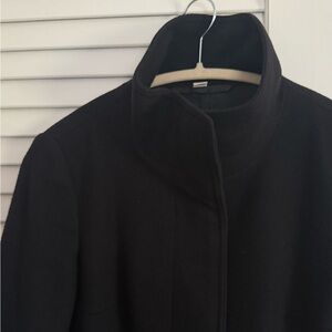 Burberry Black Buttoned Wool Coat